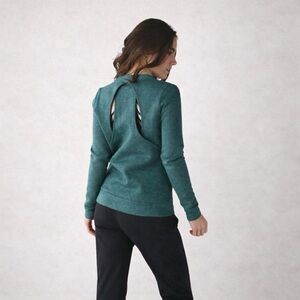Lululemon &Go Endeavor Open Back Long Sleeve Top Heathered Deep Green Size 4